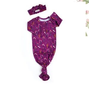 Gigi & Max purple floral gown with matching headband (NB)